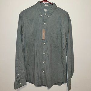 Lg - J. Crew Slim Stretch shirt - Faded Olive Heather - Organic Cotton